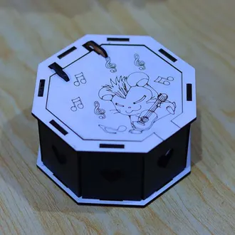 Caja octagonal grabada Blanco