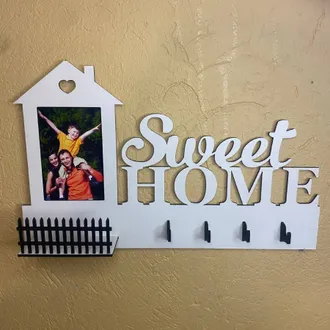 Portallavero con portaretrato Fondo blanco